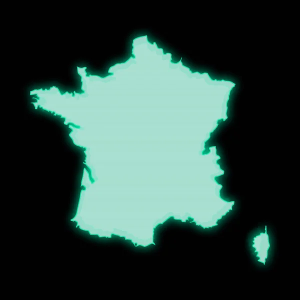 Map France Old Green Computer Terminal Screen Dark Background — Stock Photo, Image