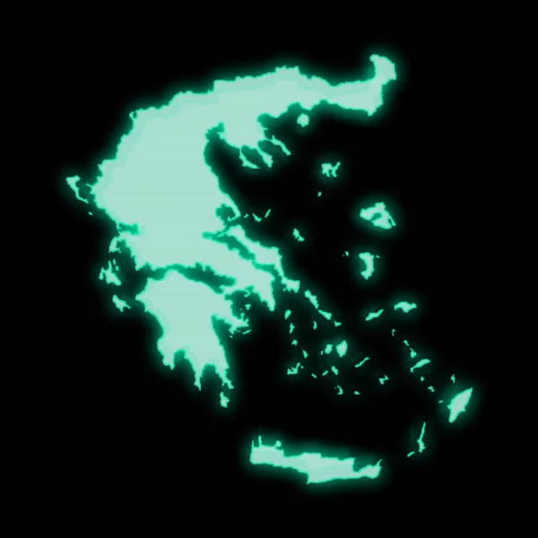 ギリシャの地図 古い緑のコンピュータ端末画面 暗い背景に — ストック写真
