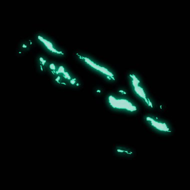 Solomon Adaları 'nın haritası, eski yeşil bilgisayar terminali, koyu arkaplan