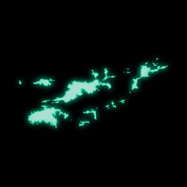 Virgin Adaları Haritası İngiliz, eski yeşil bilgisayar terminal ekranı, koyu arkaplan