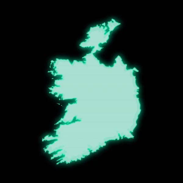 Map Ireland Old Green Computer Terminal Screen Dark Background — Stock Photo, Image