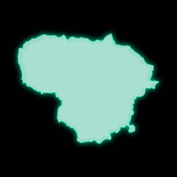 Карта Литвы Старый Зеленый Экран Компьютерного Терминала Темном Фоне — стоковое фото