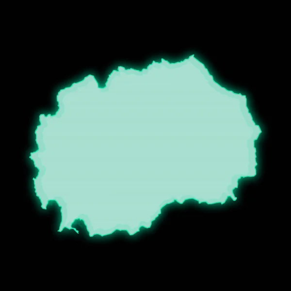 黒い背景の北マケドニア 古い緑のコンピュータ端末画面の地図 — ストック写真