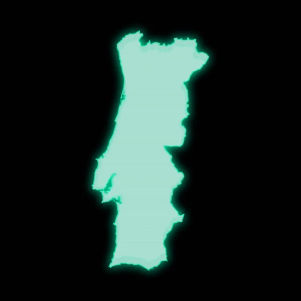 暗い背景にあるポルトガルの地図 古い緑のコンピュータ端末画面 — ストック写真