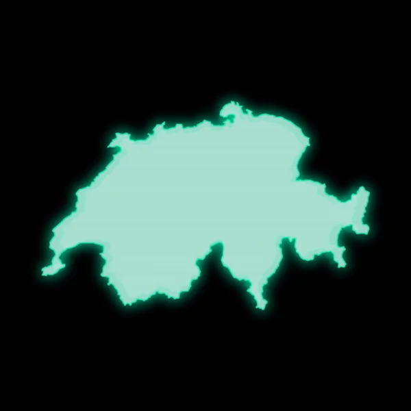 Χάρτης Της Ελβετίας Παλιά Πράσινη Οθόνη Τερματικού Υπολογιστή Σκούρο Φόντο — Φωτογραφία Αρχείου