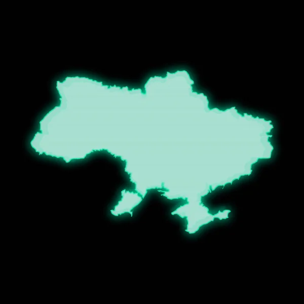 Kaart Van Oekraïne Oude Groene Computer Terminal Scherm Donkere Achtergrond — Stockfoto