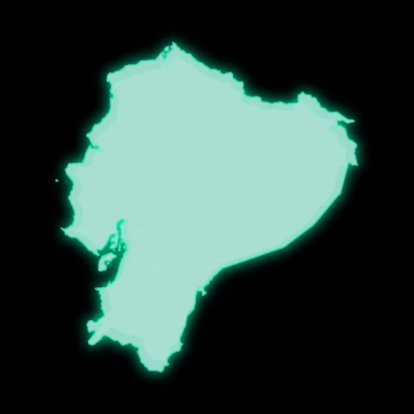 厄瓜多尔地图 旧绿色计算机终端屏幕 深色背景 — 图库照片