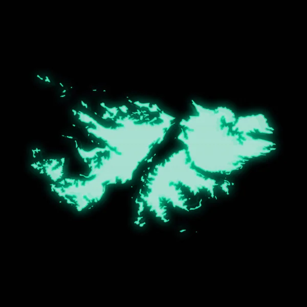 Map Falkland Islands Old Green Computer Terminal Screen Dark Background — Stock Photo, Image