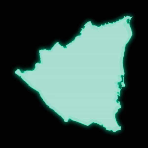 Χάρτης Της Νικαράγουας Παλιά Πράσινη Οθόνη Τερματικού Υπολογιστή Σκούρο Φόντο — Φωτογραφία Αρχείου