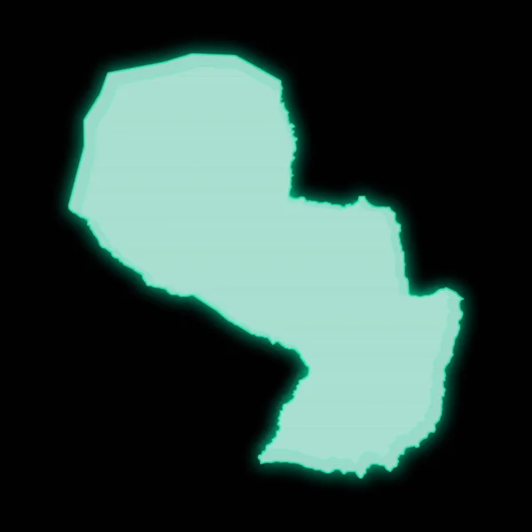 パラグアイ地図暗い背景の古い緑のコンピュータ端末画面 — ストック写真