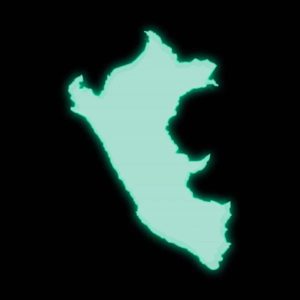 Χάρτης Του Περού Παλιά Πράσινη Οθόνη Τερματικού Υπολογιστή Σκούρο Φόντο — Φωτογραφία Αρχείου