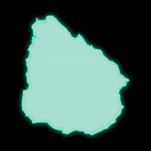 Mapa Uruguaye Stará Zelená Obrazovka Terminálu Tmavém Pozadí — Stock fotografie