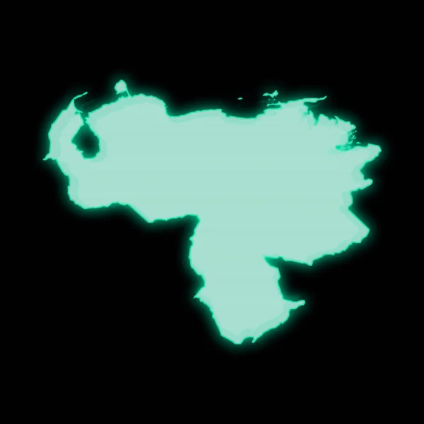 Карта Венесуэлы Старый Зеленый Экран Терминала Компьютера Темном Фоне — стоковое фото