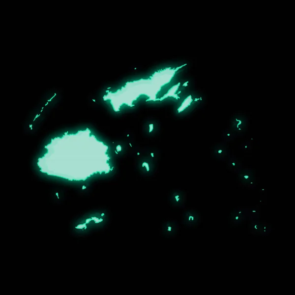 フィジーの地図 暗い背景にある古い緑のコンピュータ端末画面 — ストック写真