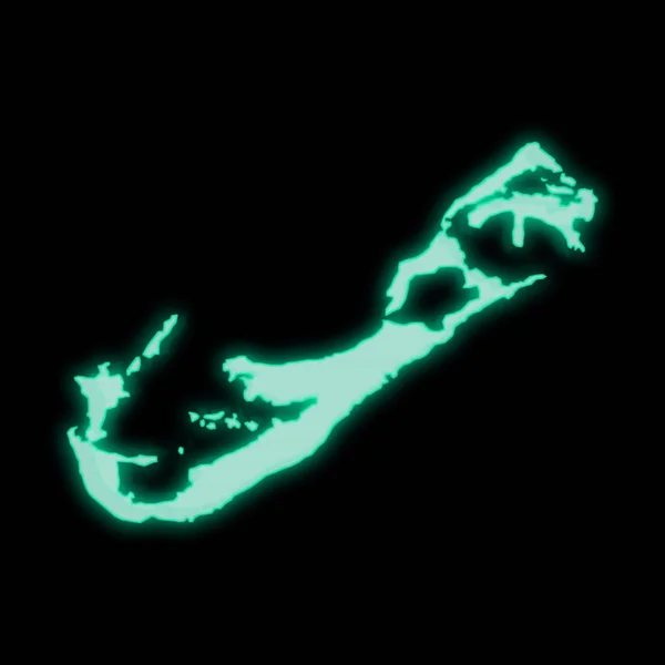 バミューダ島の地図 古い緑のコンピュータ端末画面 暗い背景に — ストック写真