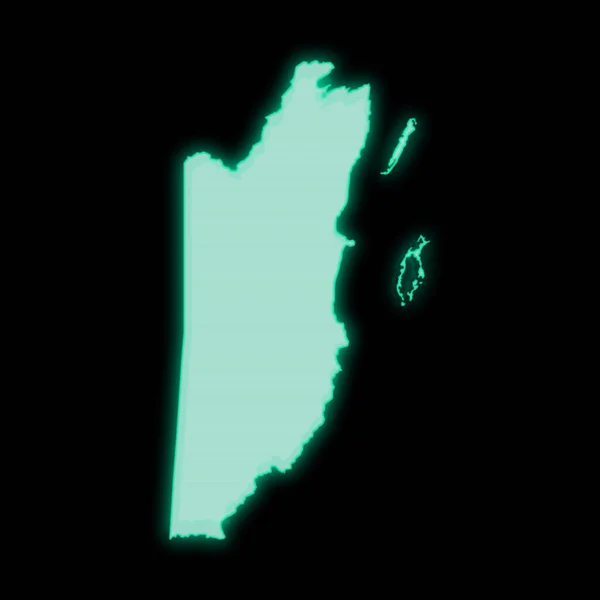 伯利兹地图 黑暗背景下的旧绿色计算机终端屏幕 — 图库照片