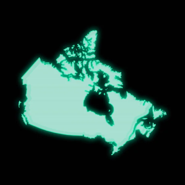 Karta Över Kanada Gammal Grön Dator Terminal Skärm Mörk Bakgrund — Stockfoto