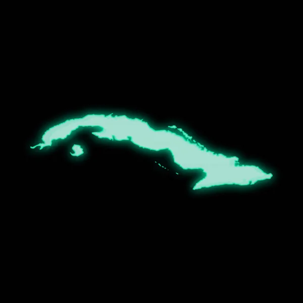 Mapa Cuba Tela Terminal Computador Verde Velho Fundo Escuro — Fotografia de Stock