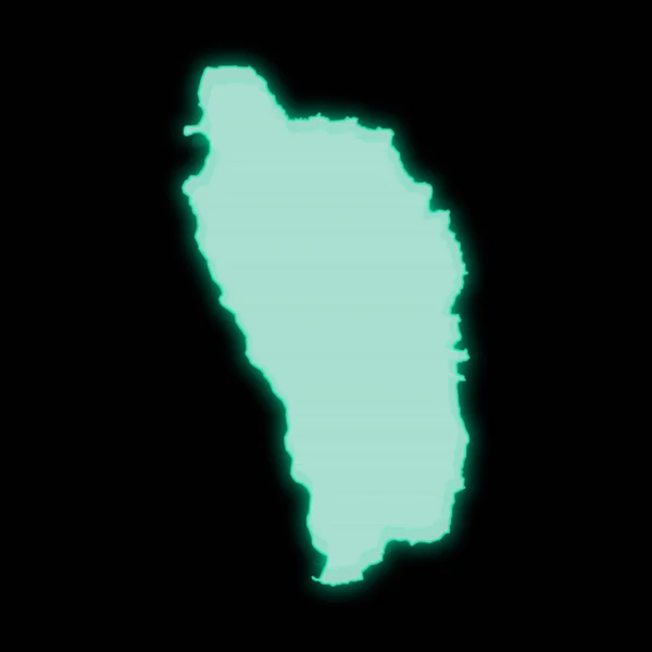 Mapa Dominica Vieja Pantalla Terminal Ordenador Verde Sobre Fondo Oscuro — Foto de Stock