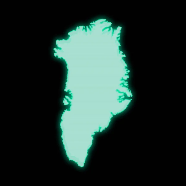 Grönland Térképe Régi Zöld Számítógép Terminál Képernyő Sötét Háttérrel — Stock Fotó