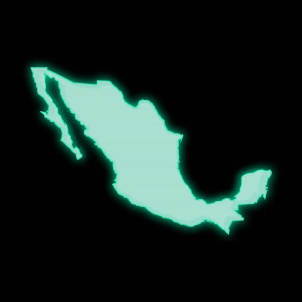 暗い背景にあるメキシコの地図 古い緑のコンピュータ端末画面 — ストック写真