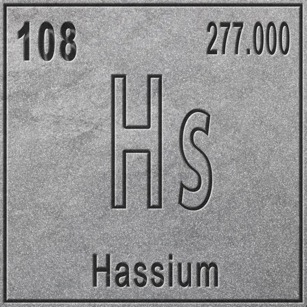Hassium Kimyasal Element Atom Numarası Atom Ağırlığı Ile Imzala Periyodik — Stok fotoğraf