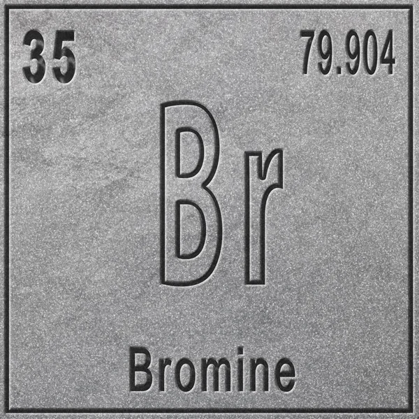 臭素化学元素 原子番号と原子量で記号 周期表元素 銀の背景 — ストック写真