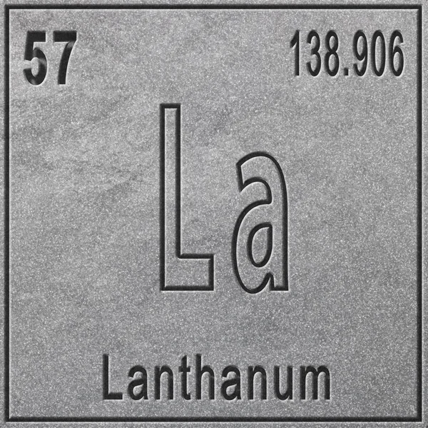 Elemento Químico Lantânio Sinal Com Número Atômico Peso Atômico Elemento — Fotografia de Stock