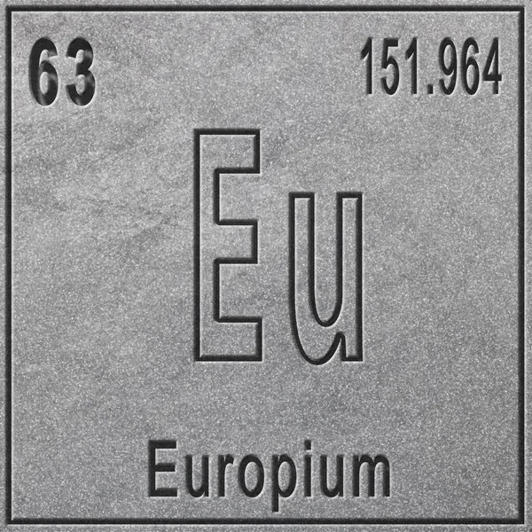Europium化学元素 原子番号と原子量で記号 周期表元素 銀の背景 — ストック写真