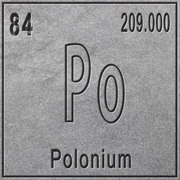 Polónium Kémiai Elem Jelzés Atomszámmal Atomtömeggel Periódusos Táblázat Elem Ezüst — Stock Fotó