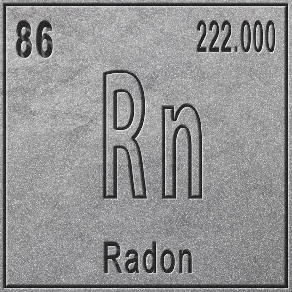 Radon Kémiai Elem Jelzés Atomszámmal Atomtömeggel Periódusos Táblázat Elem Ezüst — Stock Fotó