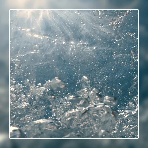 気泡は 水中気泡水中背景の空のテキスト ボックス — ストック写真