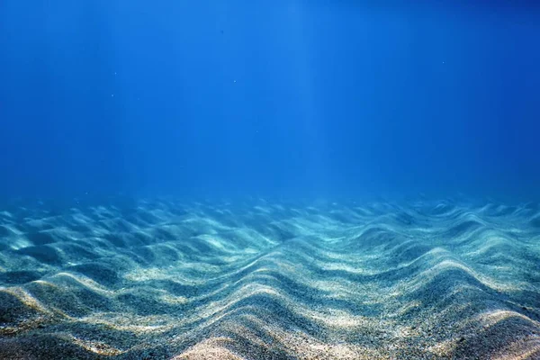 Unterwasser Blauer Ozean Sandboden Unterwasserhintergrund — Stockfoto