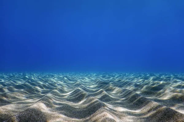 Sualtı Mavi Okyanusu Kumlu Deniz Tabanı Altı Arka Planı — Stok fotoğraf