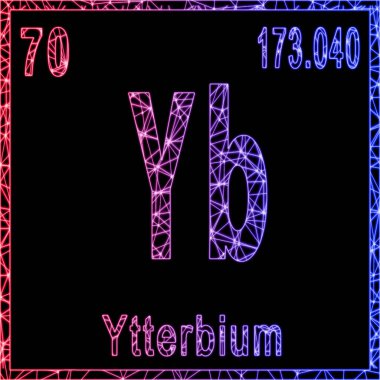 Ytterbium kimyasal elementi, atom numarası ve atom ağırlığı ile imzala,
