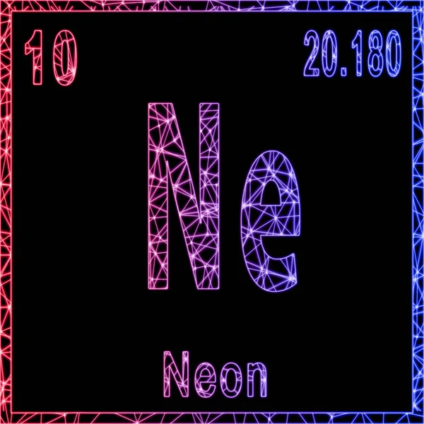 Neon Kimyasal Element Atom Numarası Atom Ağırlığı Ile Imzala — Stok fotoğraf