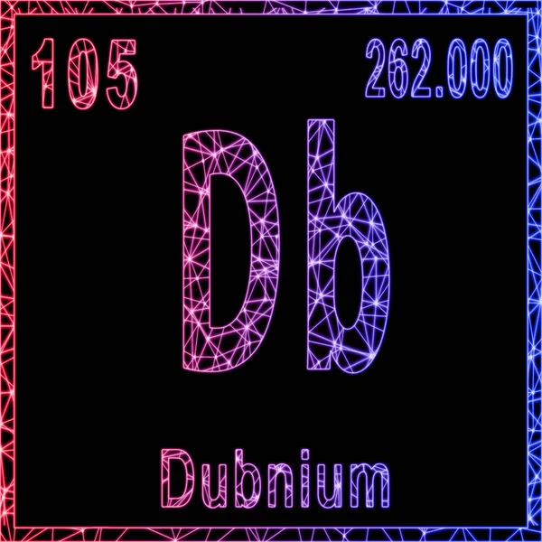 Dubnium化学元素 带有原子序数和原子量的符号 — 图库照片
