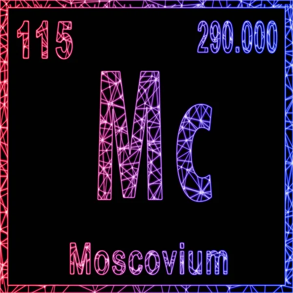 Elemento Químico Moscovium Sinal Com Número Atômico Peso Atômico — Fotografia de Stock