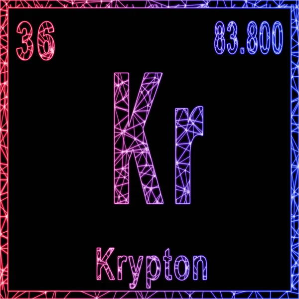 Elemento Químico Krypton Sinal Com Número Atômico Peso Atômico — Fotografia de Stock