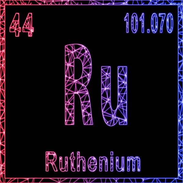 Ruthenium Kémiai Elem Jelzés Atomszámmal Atomtömeggel — Stock Fotó