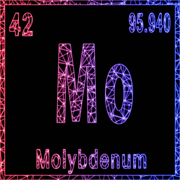 Molybdän Chemisches Element Zeichen Mit Ordnungszahl Und Atomgewicht — Stockfoto