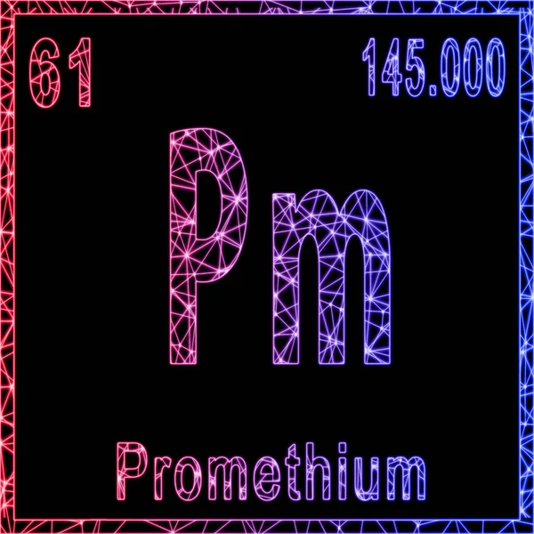 Prometyum Kimyasal Element Atom Numarası Atom Ağırlığı Ile Imzala — Stok fotoğraf