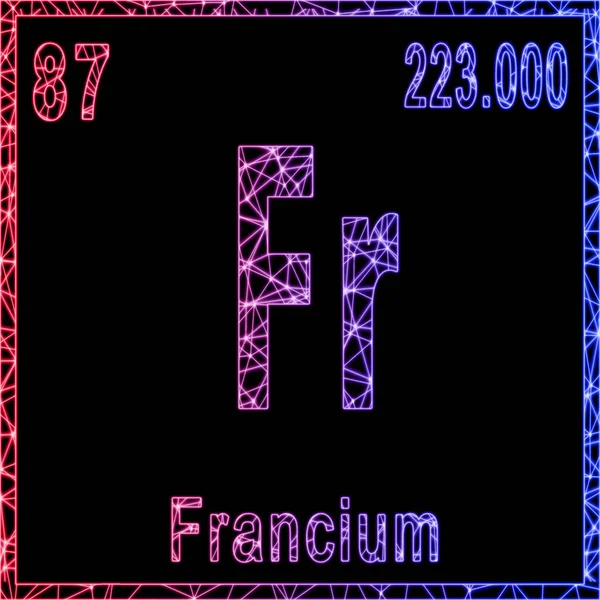 Francium Pierwiastek Chemiczny Znak Liczbą Atomową Masy Atomowej — Zdjęcie stockowe