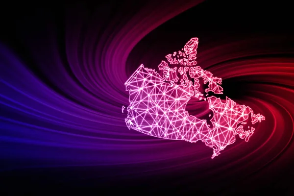 Karta Över Kanada Polygonal Mesh Line Map Modern Karta — Stockfoto