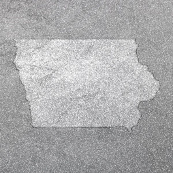 Térkép Iowa Ezüst Háttér Térkép Háttér — Stock Fotó