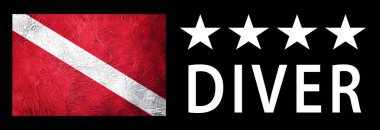 Dört yıldız dalgıç, dalgıç aşağı bayrak, dalgıç bayrağı, dalgıç.