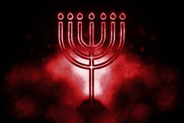 Hanuka menorah şamdan, İsrail geleneksel İbrani kutlaması, Mavi Sembol