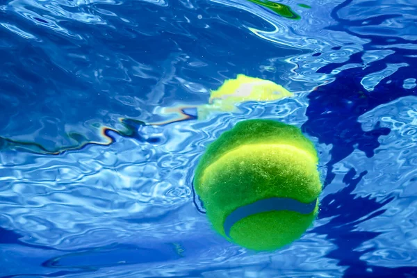 Tennis Summer Concept, Tennis Ball Underwater, Swimming Pool, Summer Tennis Camp
