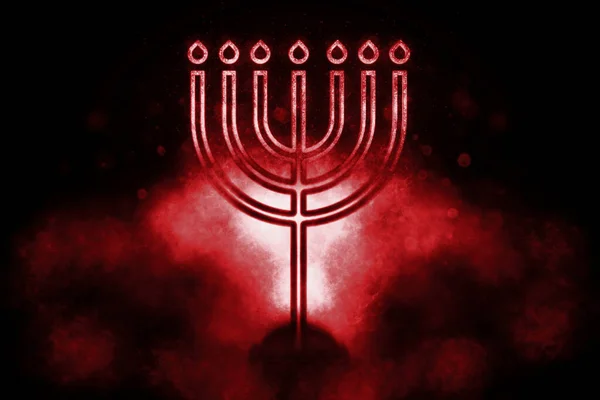 Hanukkah Menorah Kandelabrum Israel Traditionell Hebreiska Firande Blå Symbol — Stockfoto