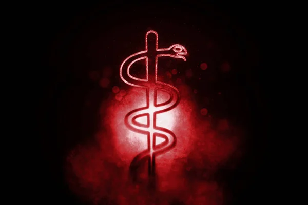 Simbolul Medical Rod Asclepius Asclepius Insignia Simbolul Albastru — Fotografie, imagine de stoc